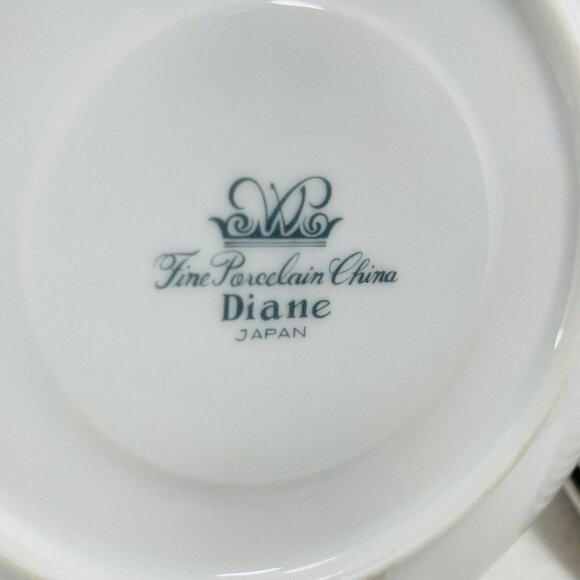 Vintage Wade Diane Cup Saucer 6” Set Lot 12 Plate Dish Serving Flower Circa 1980 - Picture 6 of 10